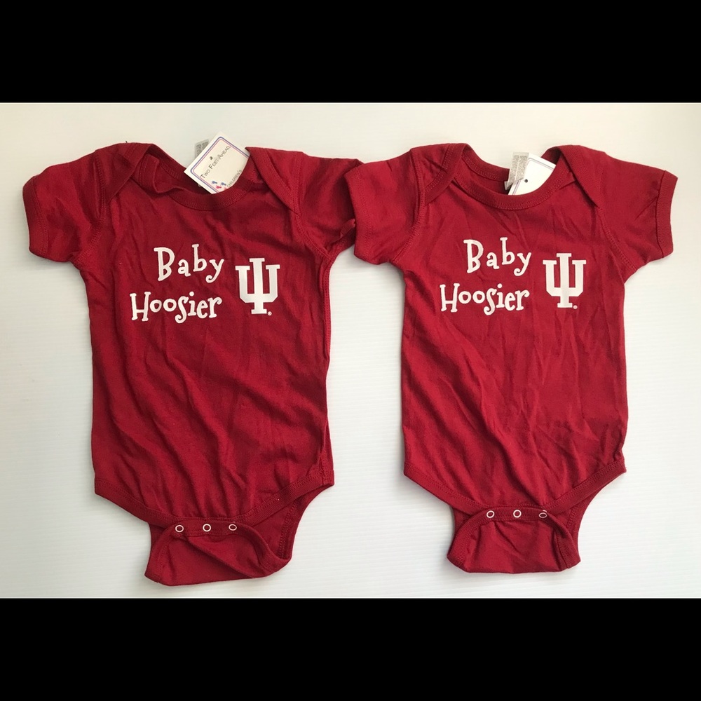 NWT Matching Twin Indiana University Baby Hoosiers Baby Bodysuit (Set of 2)